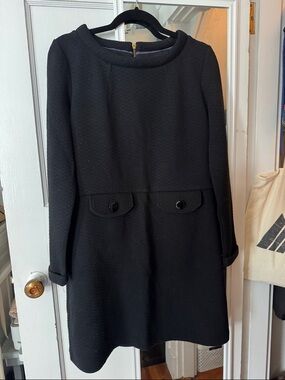 Boden Black Long-Sleeve Dress with Front Pockets